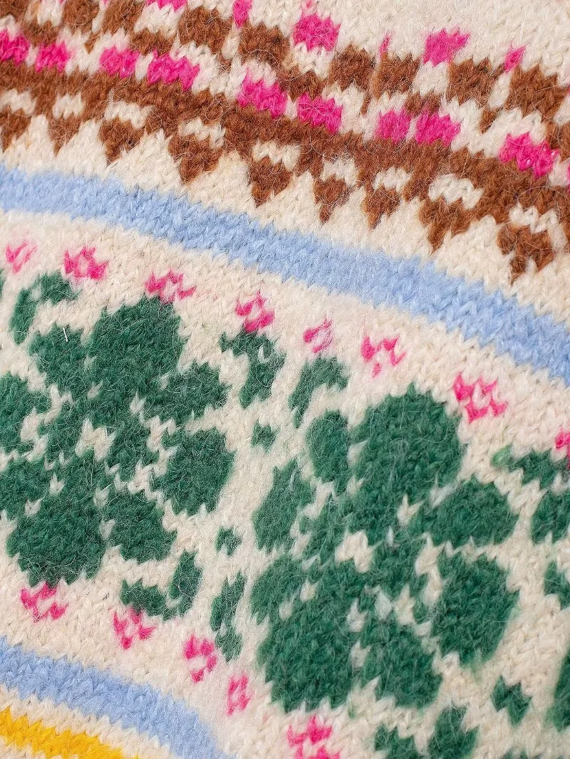 Topenomi модный жаккардовый вязаный пуловер женский американский ретро свободный