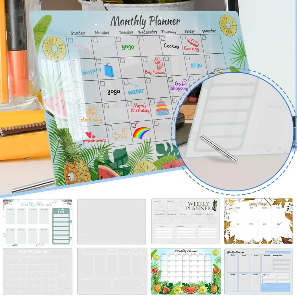 

Доска для письма с еженедельным планом, акриловая, с ручкой, для сообщений, записей, для офиса, большого размера, доска с сухим календарем, бытовая стираемая память, U8d8