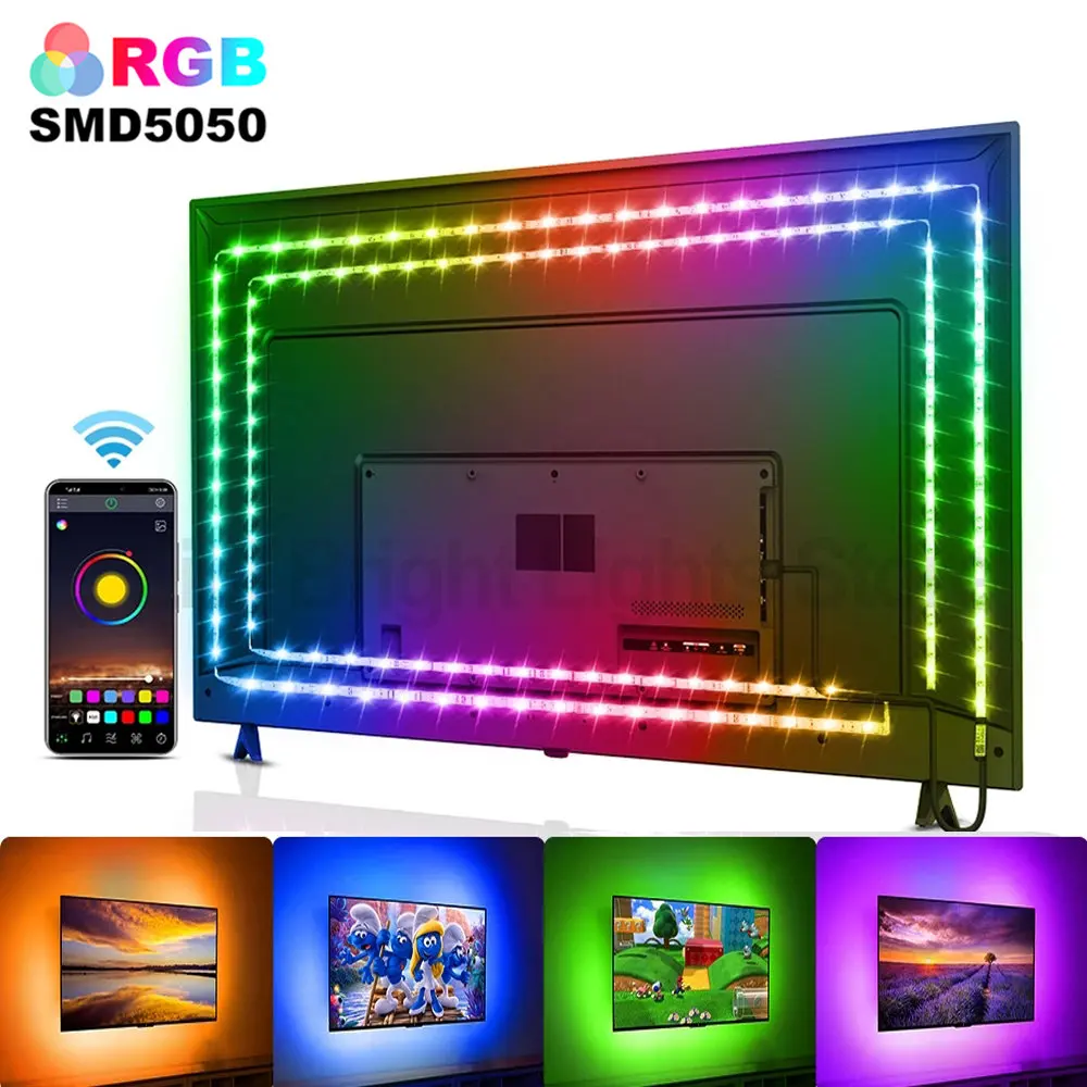 RGB 5050 Led Strip Light Bluetooth App 5V USB Led Tape Flexible Ribbon Diode Tape for TV Backlight Room Decoration 0.5M-5M