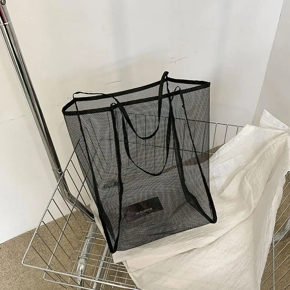 

2023 Large Capacity Women Mesh Transparent Shopping Storage Large Beach Bag Picnic Versatile Lightweight Bags Bag O6V6