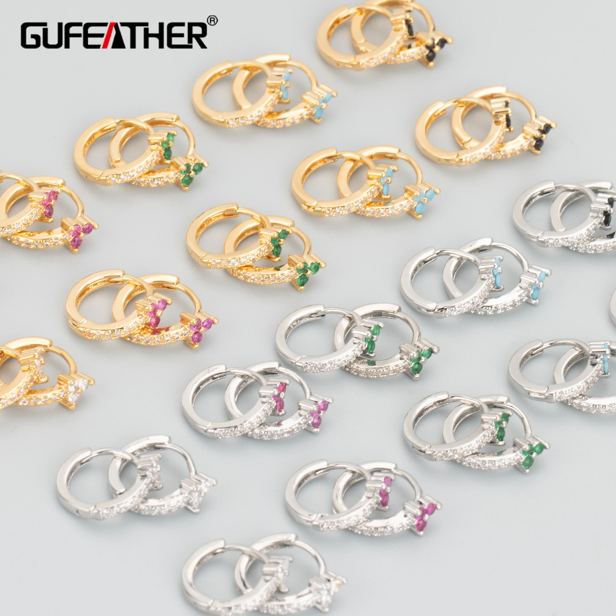 

6 шт./партия, серьги-гвоздики из меди и циркона