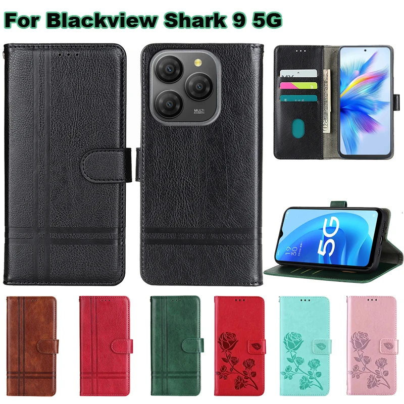 Для чехол на Blackview Shark 9 5G Чехол-кошелек Кожаный для телефона Funda Чехол Carcasa Mujer Hoesje 6
