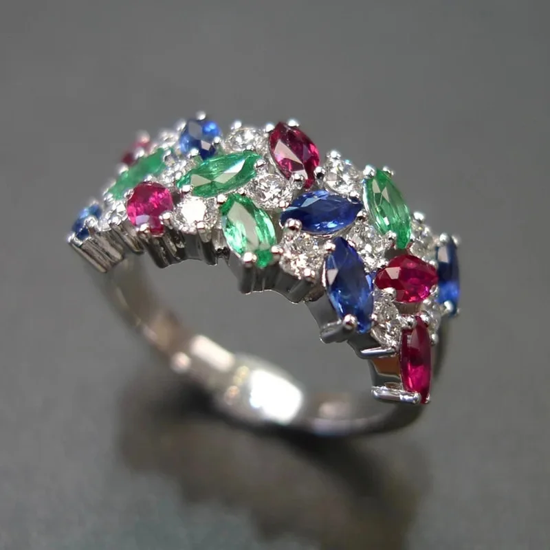 

Sterling 925 Silver New Fashion Engagement Finger Rings for Women Colorful Zircon CZ Proposal Ring Exquisite Anniversary Jewelry