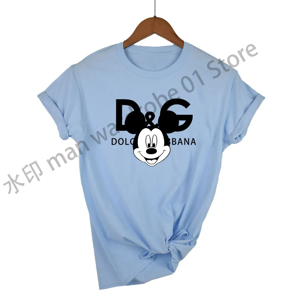 

2022 Disney Mickey 100% Cotton Printing Fashion Men's and Women's Brand Short-sleeved T-shirt Summer Kawaii Anime Casual Purchas