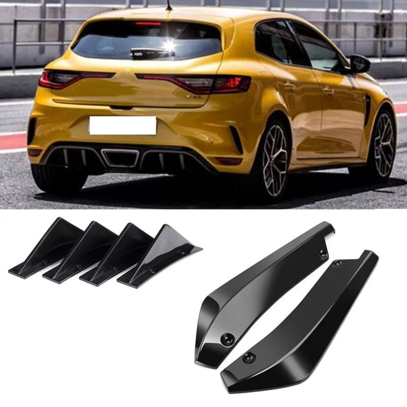 

For Renault Megane 2 3 4 RS 200 300 / Clio mk 3 4 5 Rear Bumper Splitter Cover + Diffuser Shark Fin Sticker Car Accessories