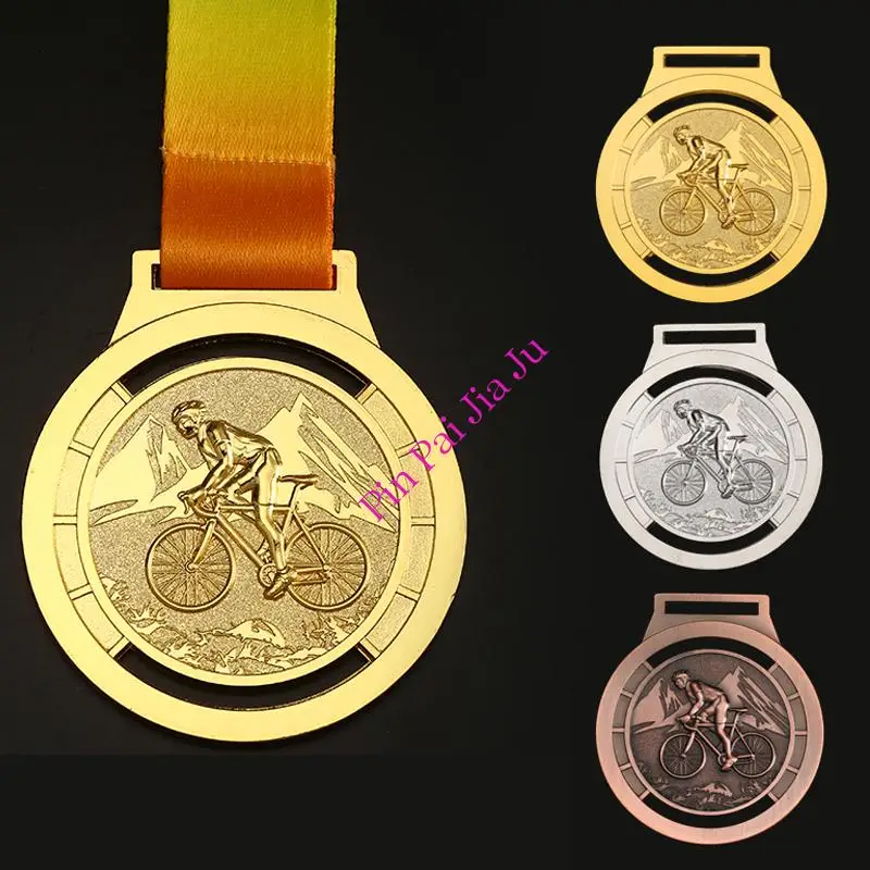 

New Home Decor General Bicycle Competition Medals Customized Gold, Silver and Copper Cycling Competition Award Group Award