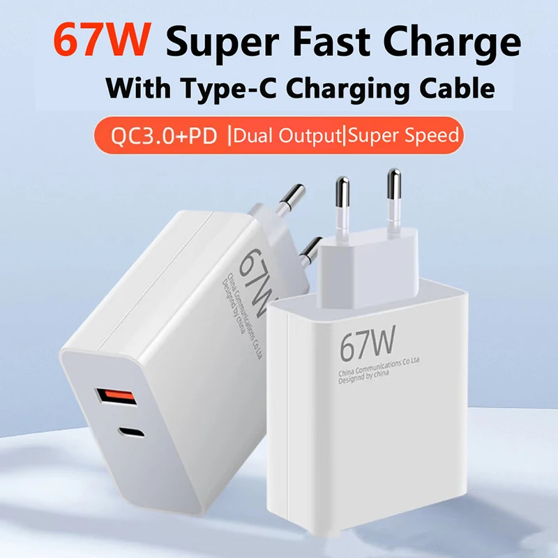

67W 20W USB C Charger Quick Charge 3.0 QC3.0 PD USB C Type C Fast USB Charger EU Korean Plugs For iPhone 14 13 Pro MacBook