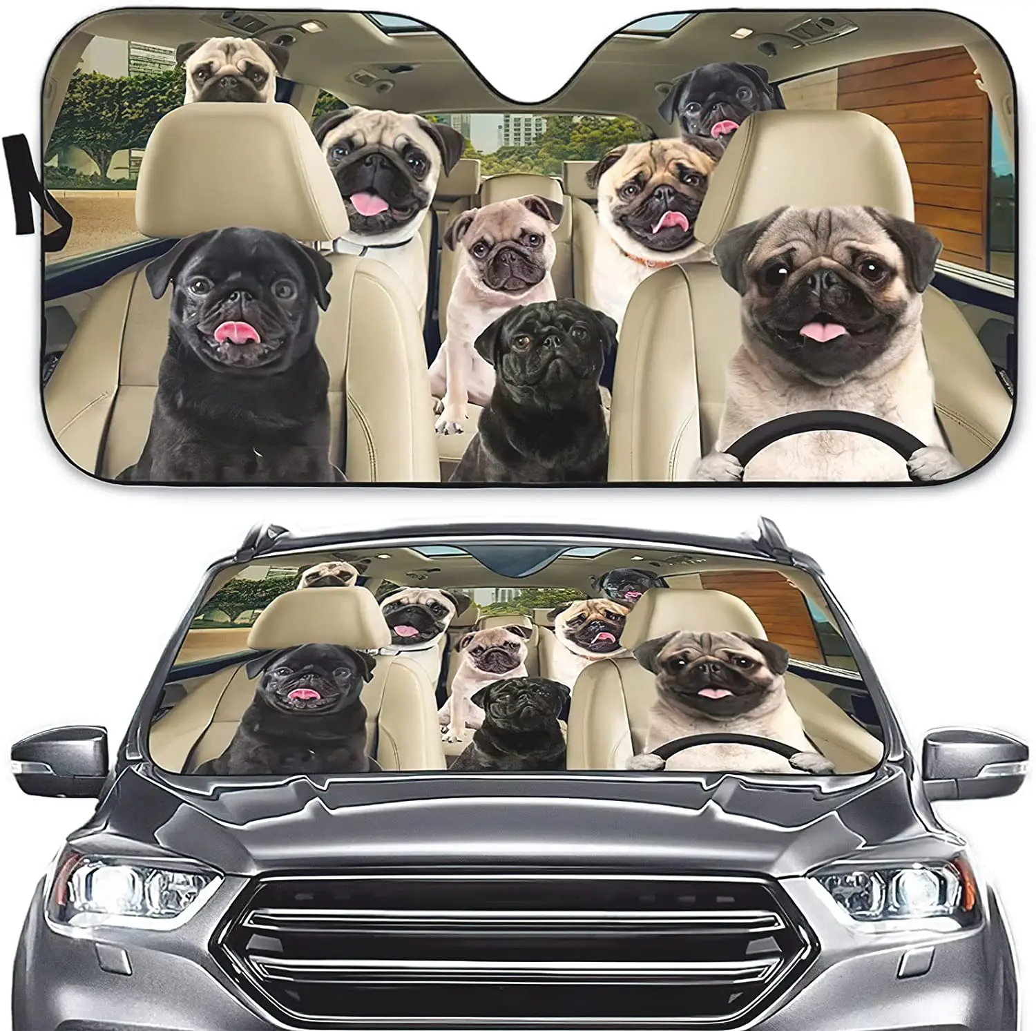 

Puppy Car Sun Shade Trolley Car Sun Shades for Dog Lovers Front Sun Shades for Men Women