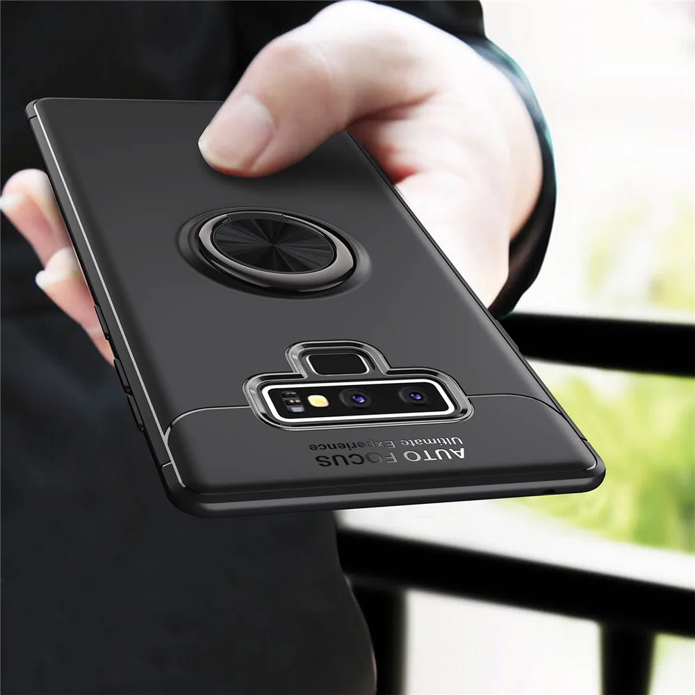 

For Samsung Note 9 Case Luxury Ring Holder Case for Samsung Galaxy Note 9 Magnetic Car Stand Soft Silicone Matte Cover For Note9