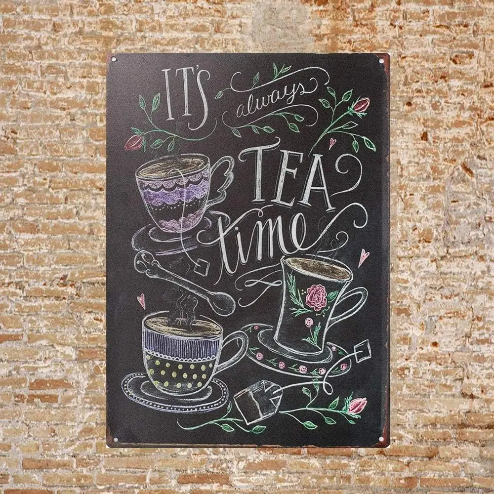 Vntge Retro Tn Metl Sgn Декор 8x12 nches t's lwys Te Tme Wll Home Br Decor
