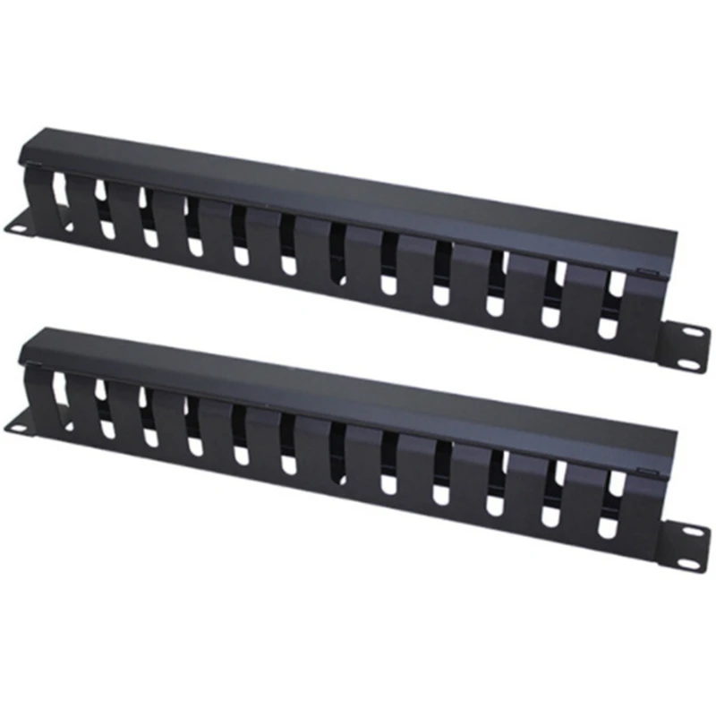 

Hot 2X 1U Cable Management Horizontal Mount 19 Inch Server Rack , 12 Slot Metal Finger Duct Wire Organizer With Cover