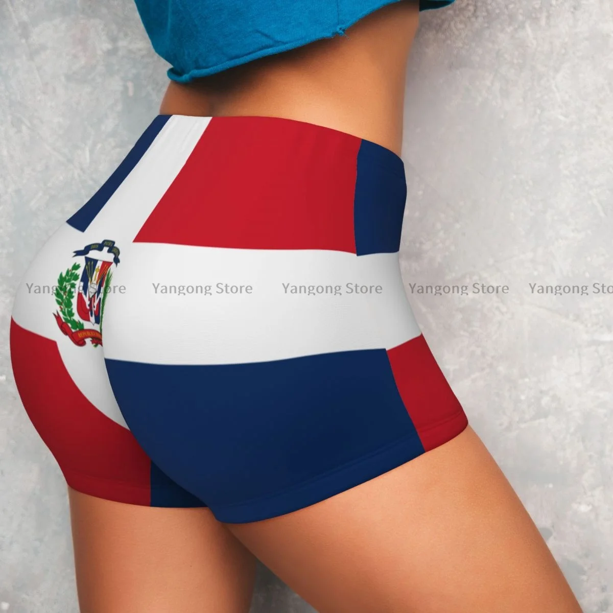 Шорты для йоги флаг Доминиканской Республики женские байкерские облегающие