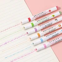 6pcs line shaped highlighter pens multi colorful roller tip curve liner marker highlighter novelty stationery school