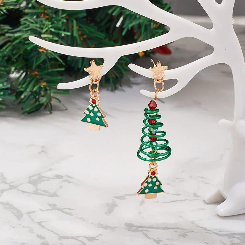 

New Design Asymmetric Earrings For Women Trendy Xmas Tree Brown Bear Snowman Santa Claus Pendientes Hot Christmas Gifts