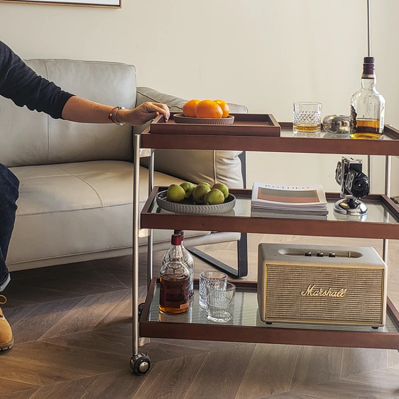 Скандинавский мобильный Маленький журнальный столик из массива дерева мебель