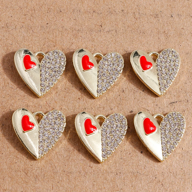 

4pcs 16x15mm Elegant Crystal Love Heart Charms Pendants for Jewelry Making Women Fashion Earrings Necklaces DIY Bracelets Gifts