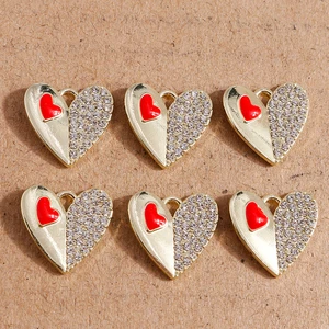 4pcs 16x15mm Elegant Crystal Love Heart Charms Pendants for Jewelry Making Women Fashion Earrings Necklaces DIY Bracelets Gifts