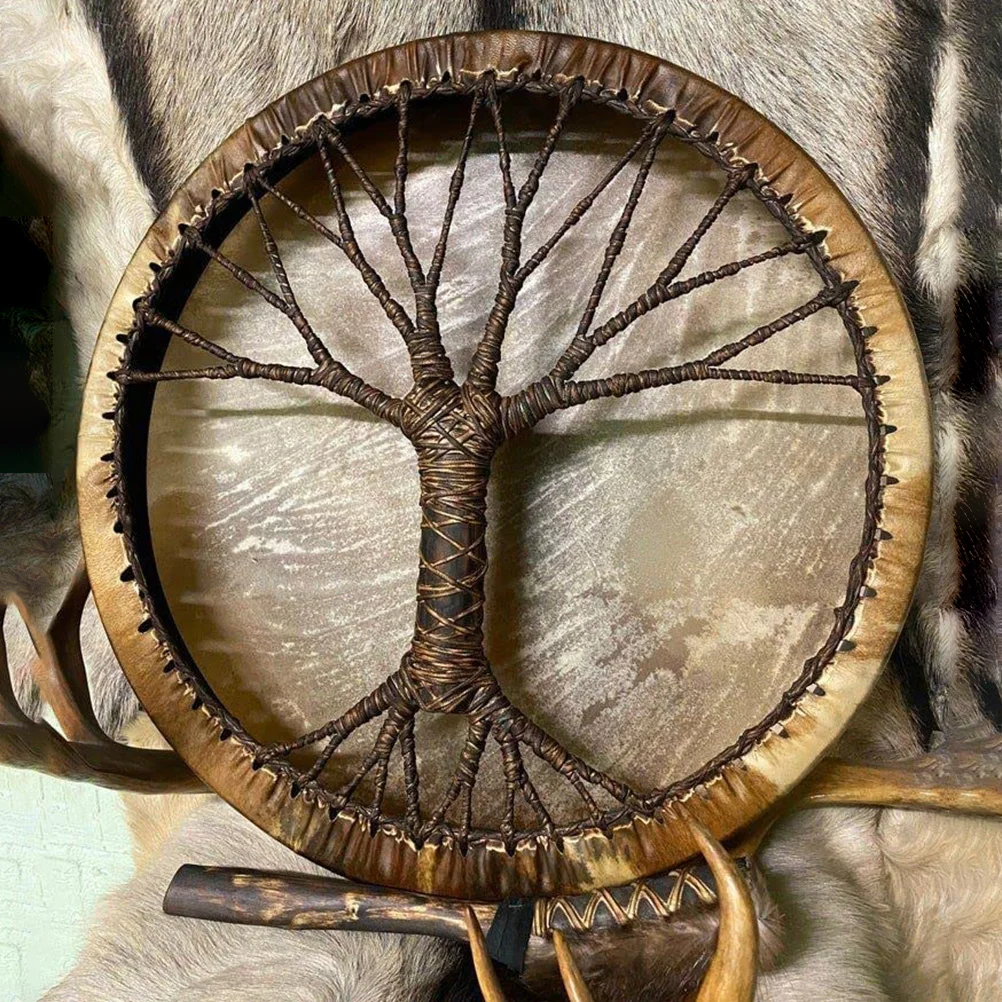 

NEW Shaman Drum "Tree of Life" Siberian Drum Spirit Music Courtyard Resin Ornaments Design and Decoration Disk Gift Decoration
