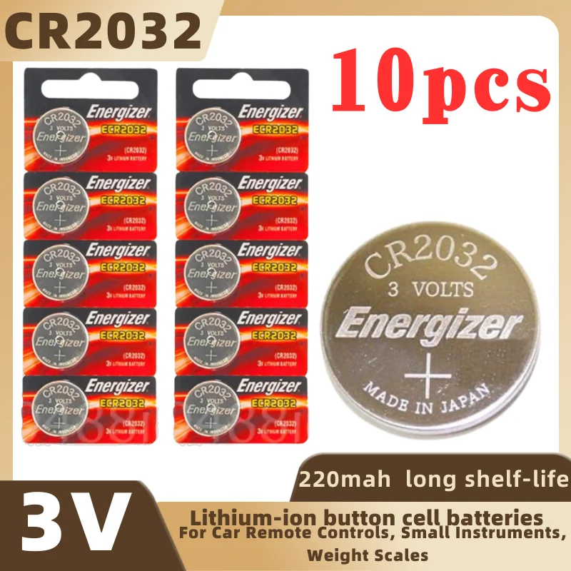

10pcs cr2032 3V Lithium coin cell DL2032 BR2032 5004LC CR2032 For watch Toy Motherboard Control car key Button Cell battery