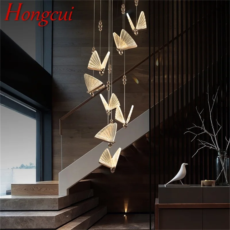 

Hongcui Nordic Butterfly Chandelier Lamps Fixtures Modern Pendant Lights Home LED for Stairs Hall