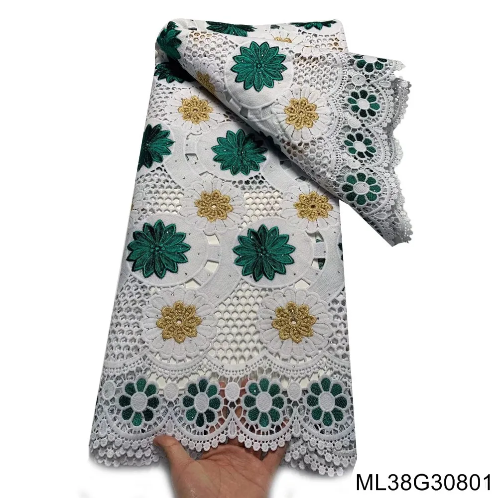 

Французская белая кружевная ткань из гипюра 2022, Высококачественная нигерийская стандартная африканская кружевная ткань для свадебного платья ML38G308