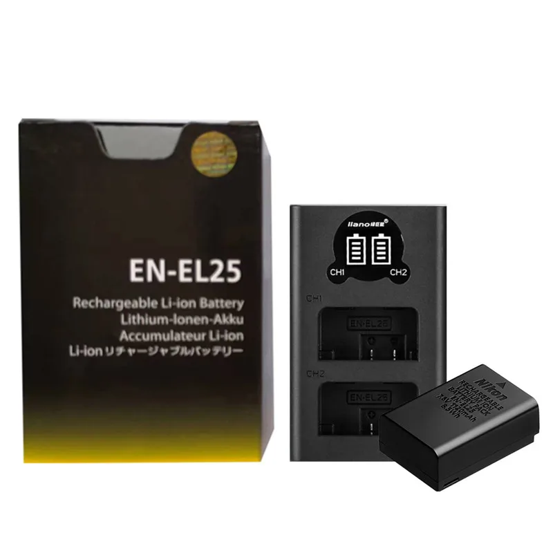 Nikon Z50 ZFC camera rechargeable battery, 7.6 V, 1120 MAH, en-el25, dual channel led charger