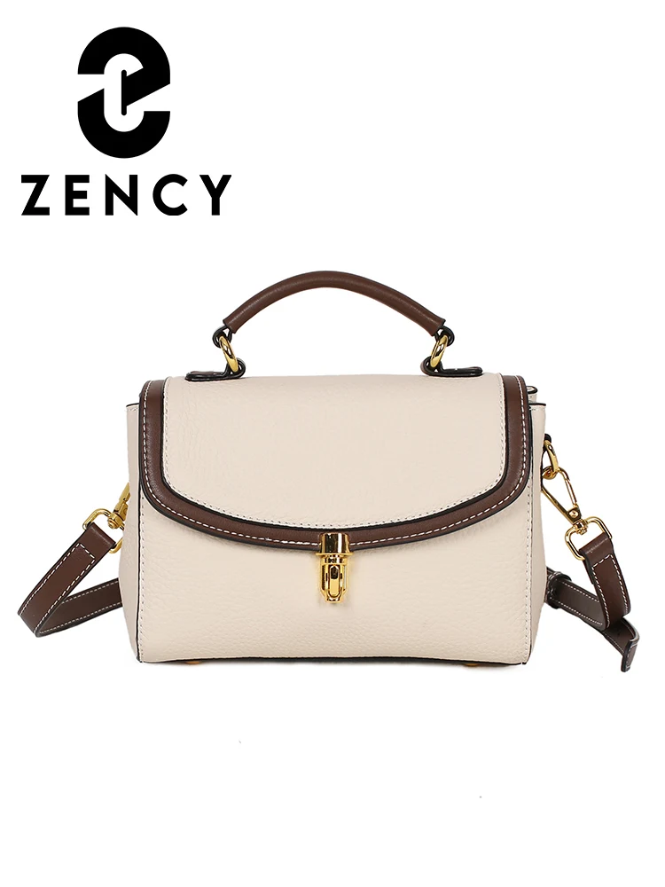

Zency Women's Genuine Leather Bag Lightweight Tote Handbag Young Luxury Brand Shoulder Bags Female Retro Panelled Crossbody Hasp