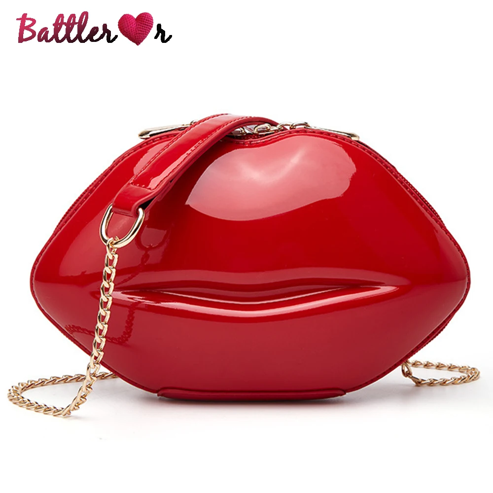 

Lips Shape Leather Handbags Women Zipper Shoulder Bag Crossbody Messenger Phone Bag Evening Party Clutches Bolsas Fesmallna Saco