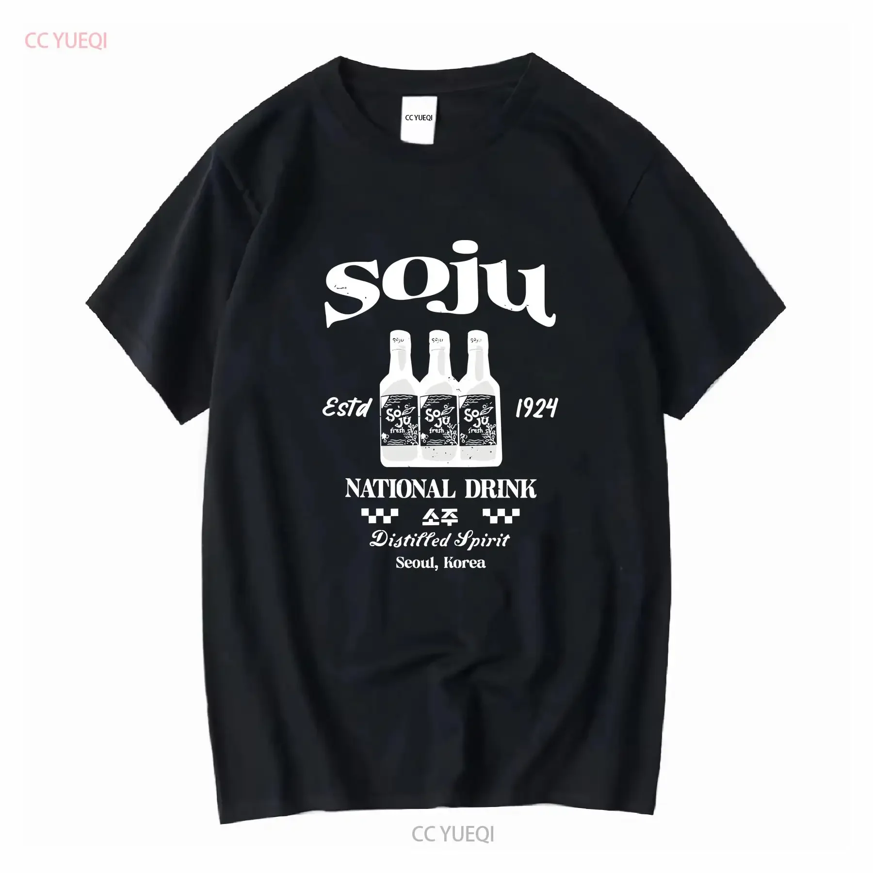 Фото Футболка Soju Kimchi, корейская еда, с длинными или короткими рукавами, винтажная, универсальная, с рисунком, унисекс, дышащая, удобная, повседневная №1