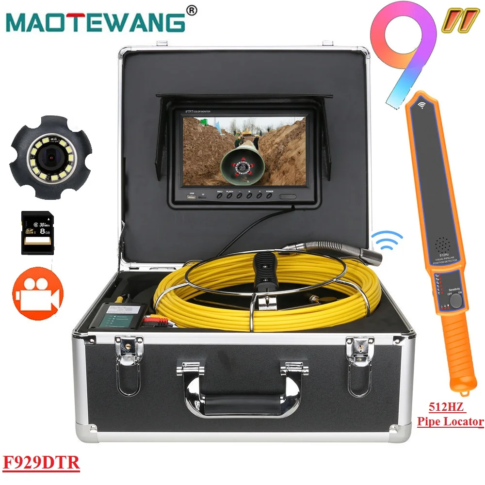 

MAOTEWANG 9"DVR Sewer Pipe Inspection Video Camera 22MM IP68 HD 1000TVL Pipeline Industrial Endoscope System With 512HZ Locator