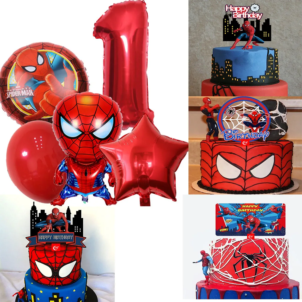 Шары в виде торта со вставками из мультфильма «Spidreman»