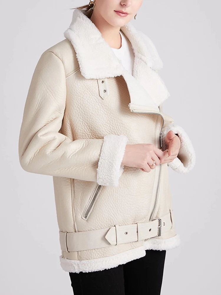 2022 Winter Coats Women Thick Faux Leather Fur Sheepskin Coat Female Fur Leather Jacket Aviator Jacket jacket women enlarge