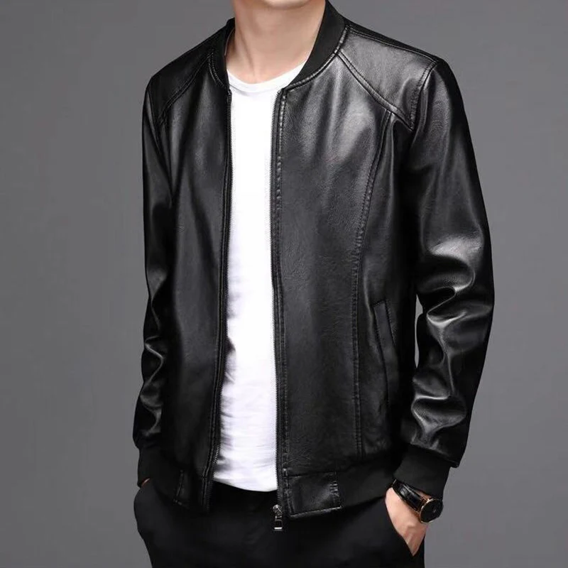 

Men's PU Leather Jacket Youth Korean Trendy Handsome Leather Jacket Men's Spring Autumn Thick Motorcycle Jacket