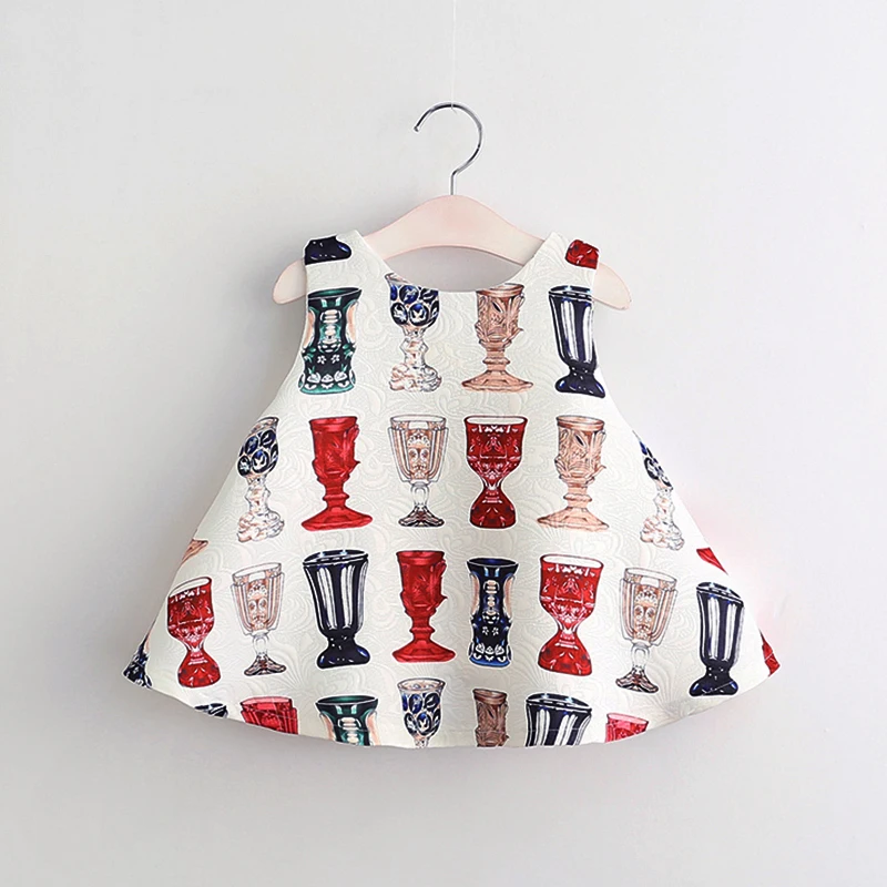 

Benira Girls Dress 2020 Summer European And American Style Children Red Fish Pattern Dress 3-8Y Girls Clothing Princess Dress