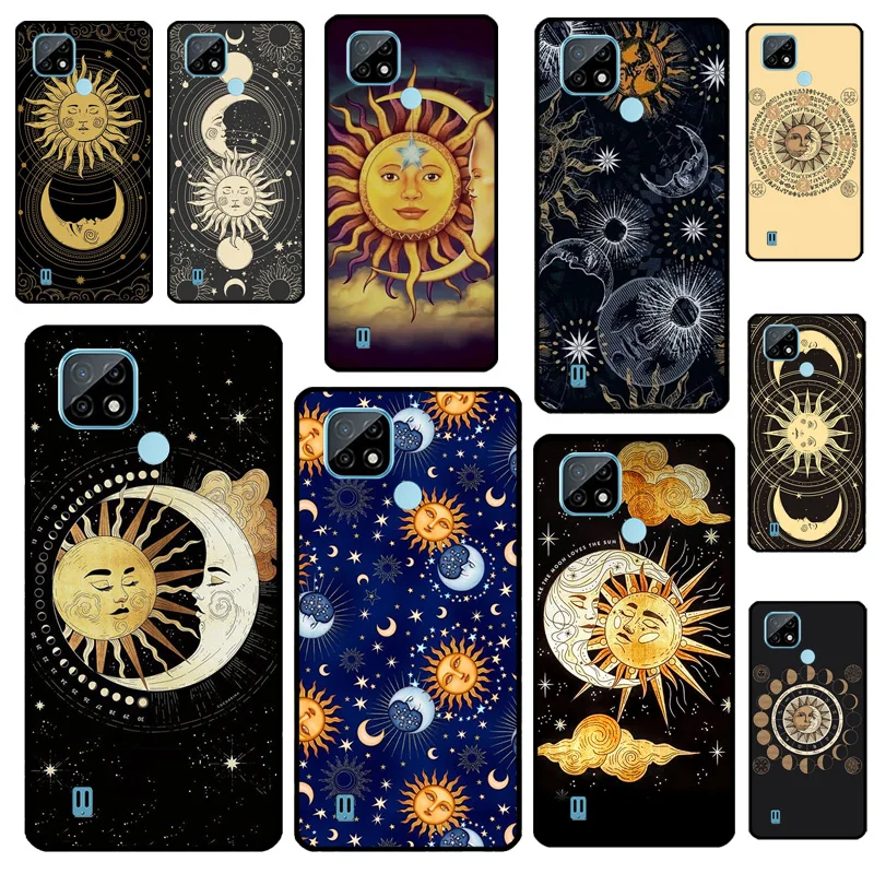 Чехол Funny Sun Moon Face для Realme GT 6 6T 5 7 Pro C67 C61 C55 C53 C51 C21Y C25S C75 10 11 12 13 14 Plus