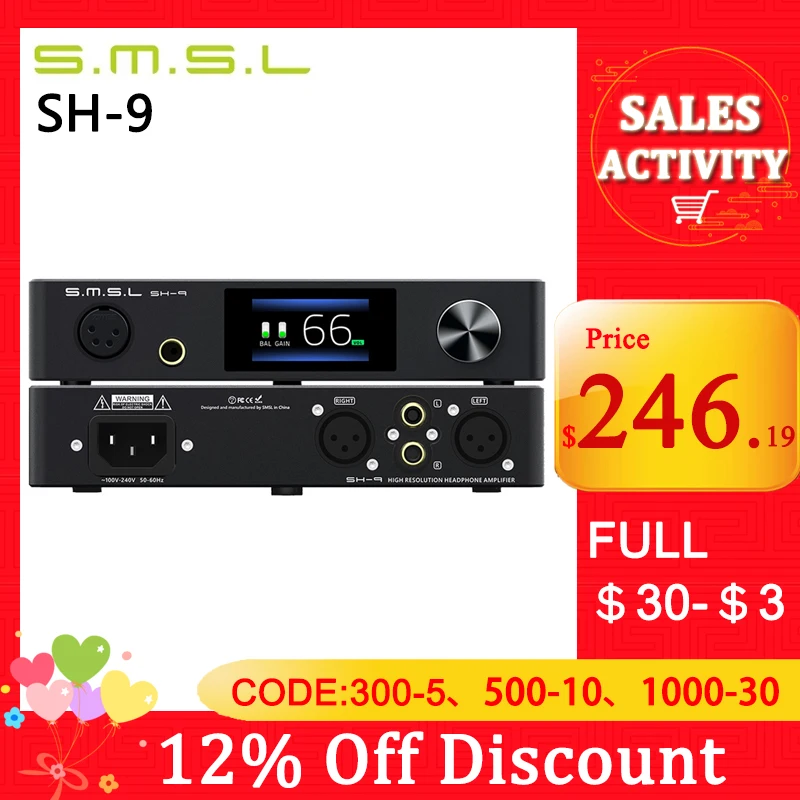 

SMSL SH-9 Amplifier Headphone THX AAA Technology RCA/XLR Input 6.35MM Balanced Headphone Amplifier SH9