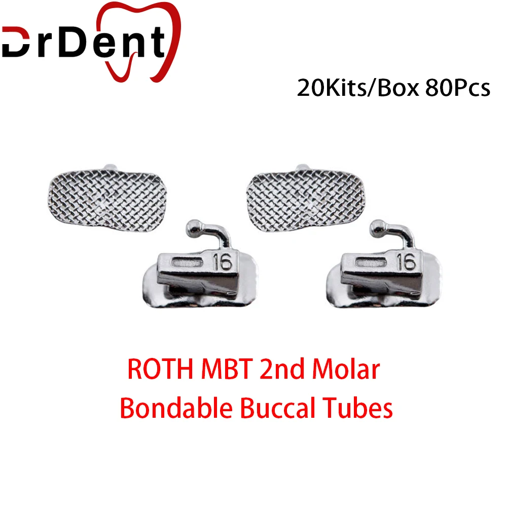 

20sets/80pcs Dental Orthodontic Buccal Tube 2nd Molar Bondable Non-Convertible Mesh Base Dentist Ortho Materials