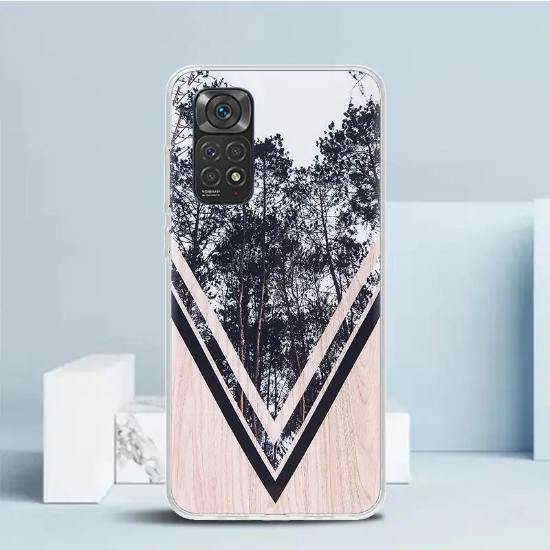 Чехол для телефона Forest Geometry Wood Nature Xiaomi Redmi Note 13 14 12S 12 11S 11 11T 11E Pro Plus 10S 10 9S 9 + мягкая