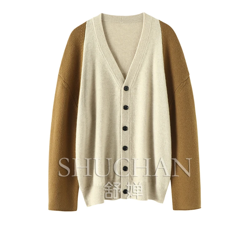 Толстый кашемировый свитер в стиле пэчворк 100%