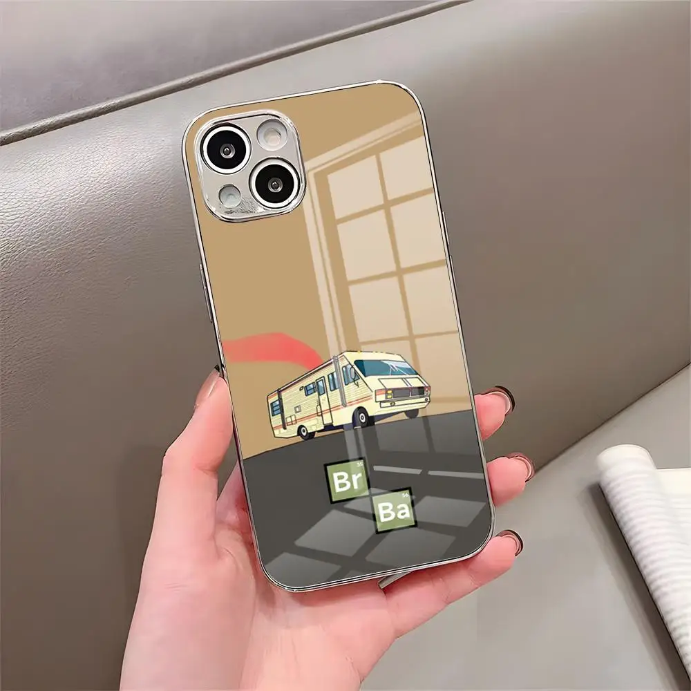 Фото Чехол для телефона TV B-Breaking Bad для iPhone 17 Pro Max 15 Pro 16 14 Plus 12 13 Mini 11 Pro, противоударный, с гальваническим покрытием, стеклянная крышка №3