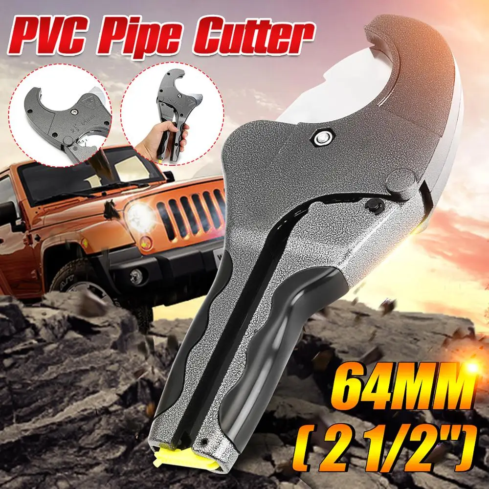 

PVC PU PP-P PE Pipe Cutter 64mm Aluminum Alloy Body Stainless Steel Blade Scissors Tube Cutting Hand Tool With Ratchet Gear Easy