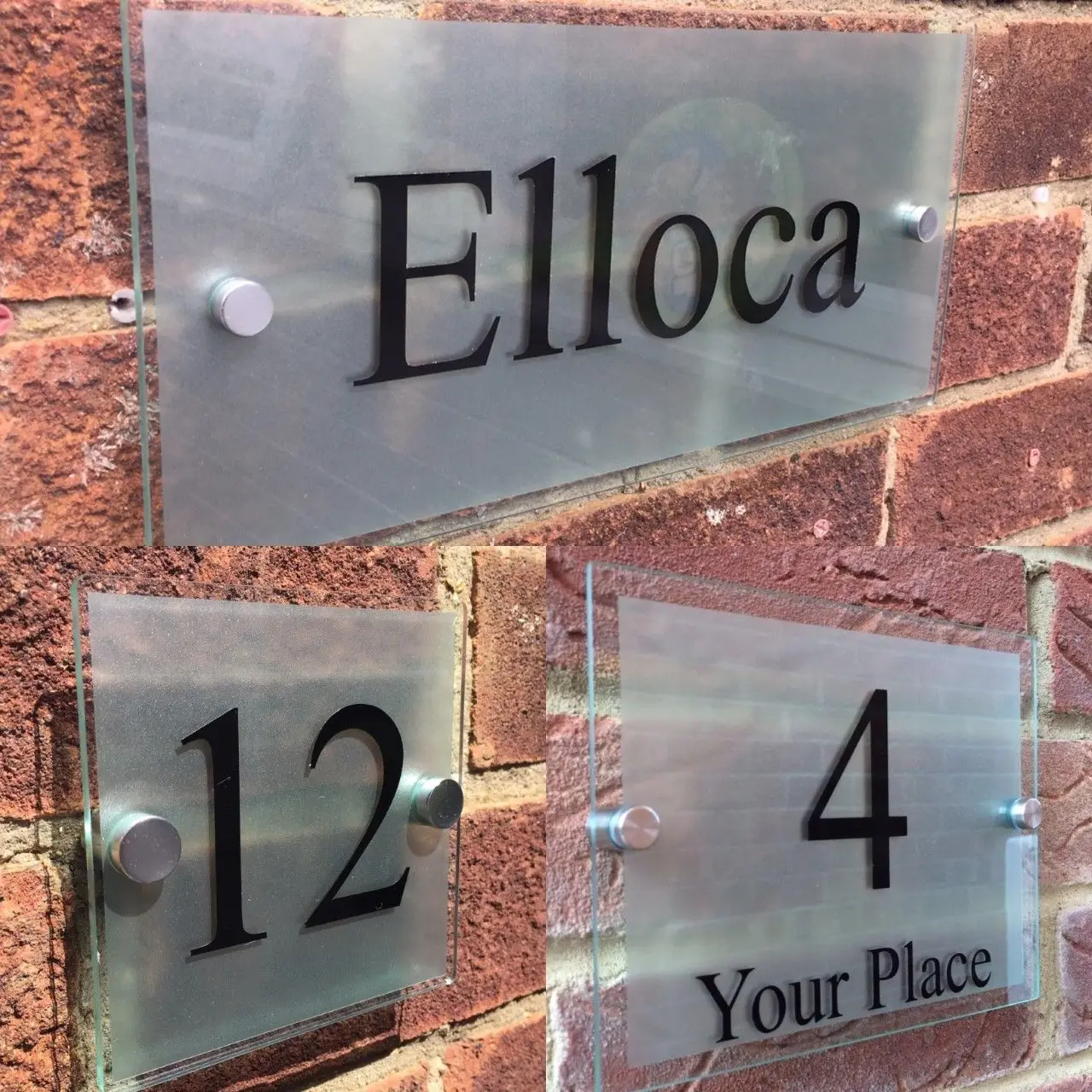 

MODERN HOUSE SIGN PLAQUE DOOR NUMBER STREET GLASS EFFECT ACRYLIC HOUSE NAME
