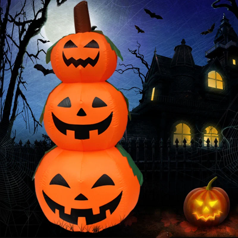 

Outdoor Pumpkin Halloween Inflatable Decor Lamps LED 120cm PVC Inflated Toys with Lights Halloween Party Horror House Yard Props