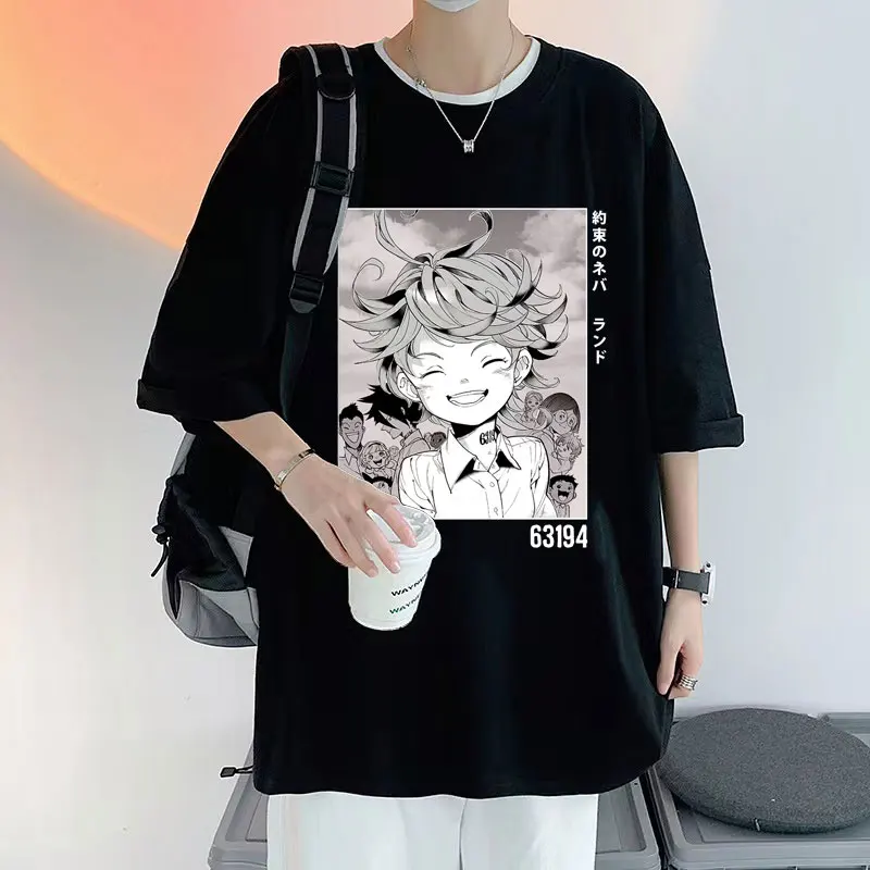 

Classic 90s Anime The Promised Neverland Emma Print Tshirt Mens Loose T-shirts Men Women Fashion Oversized T Shirt Short Sleeve