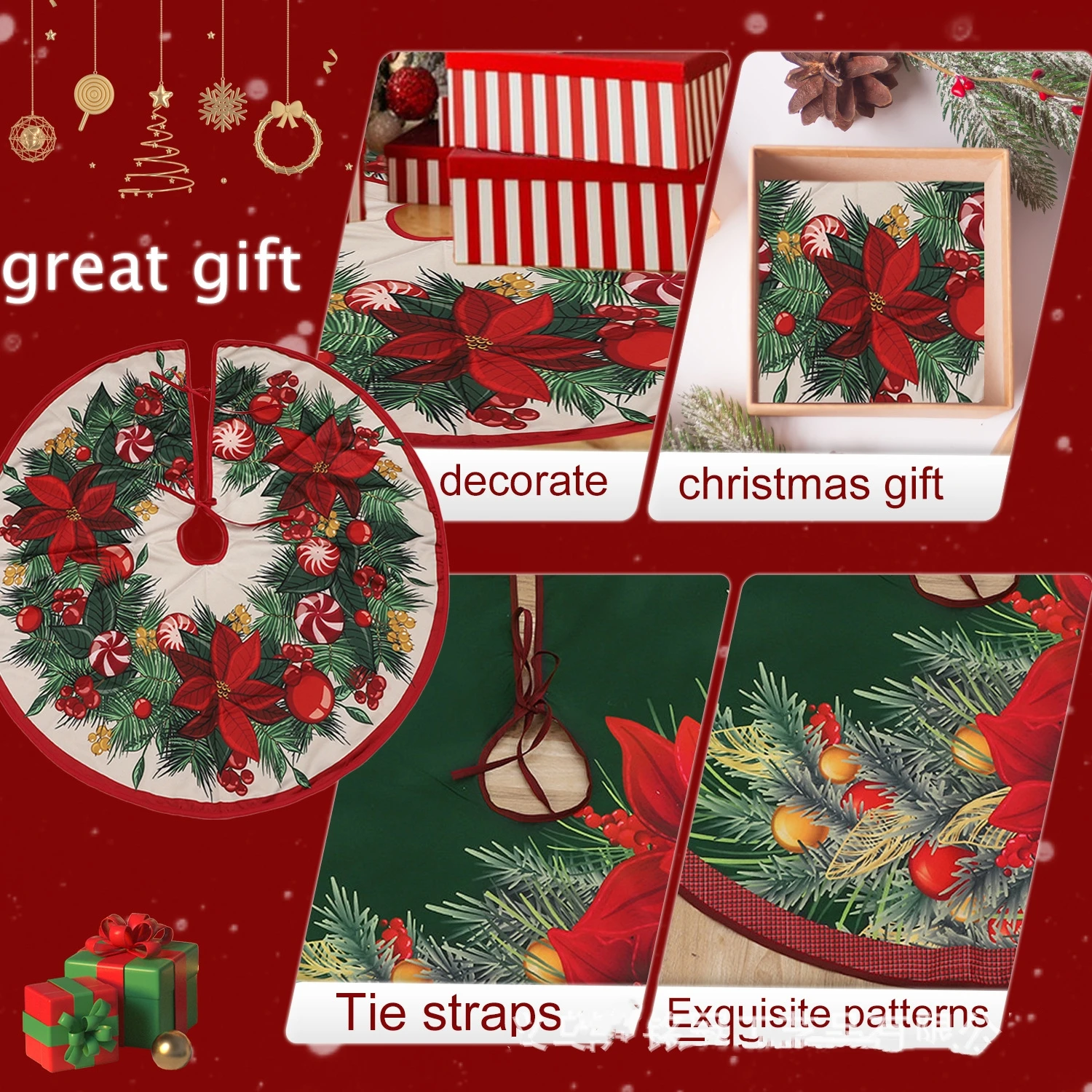 Креативная круглая юбка для рождественской елки декор вечеринки Рождественская