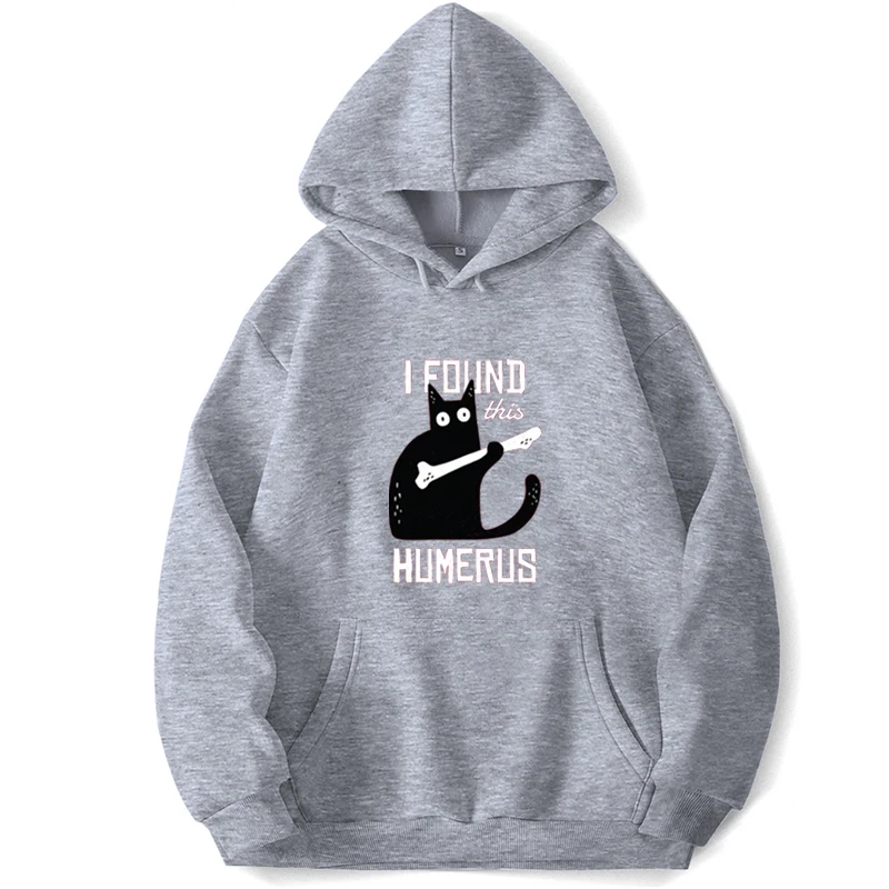 I Found This Humerus Black Cat Funny Hoodies Men Hooded Sweatshirts Trapstar Pocket Autumn Pullover Hombre Jumpers Sweatshirt