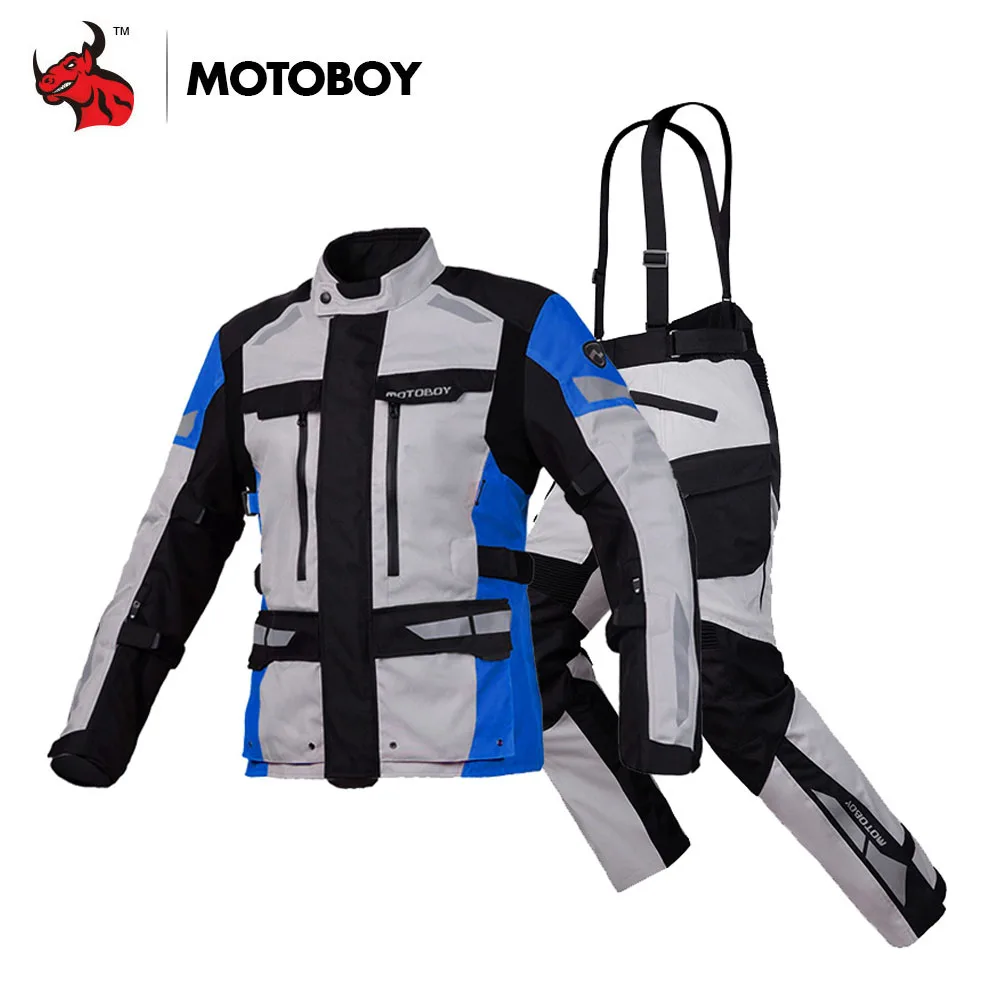 

MOTOBOY Water Proof Reflective Keep Warm Motorcycle Jacket Four Seasons Motorcycle Riding Set Anti-drop Motorcycle Pants