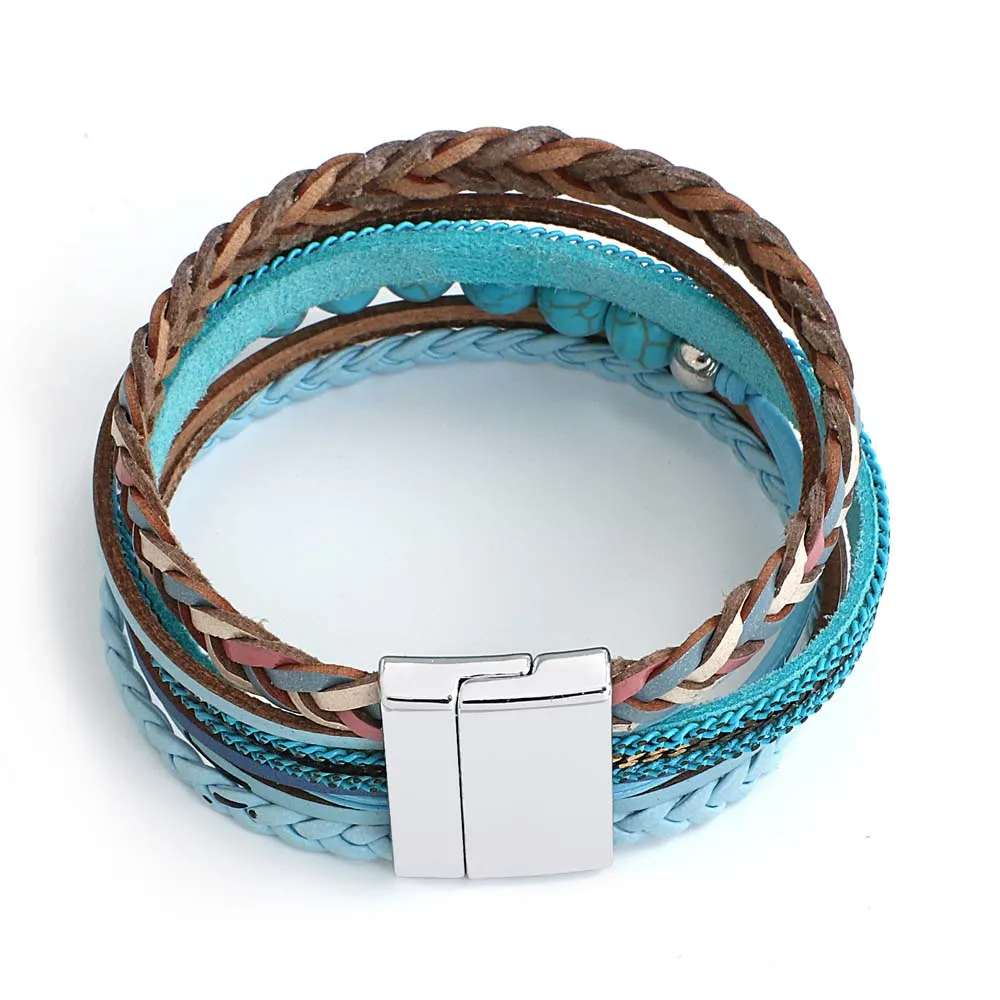 Браслет женский кожаный в стиле ретро с магнитной застежкой |