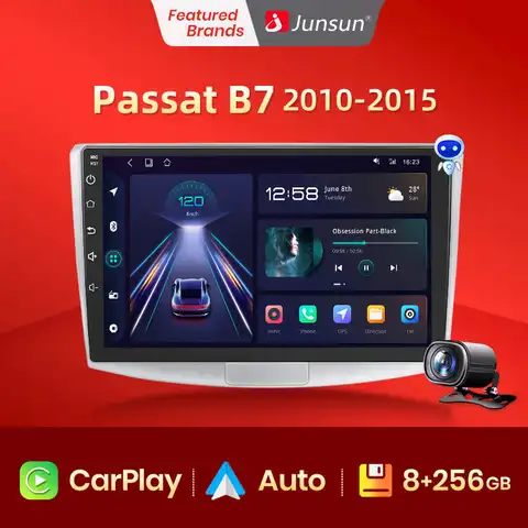 Автомагнитола Junsun V1 Pro, мультимедийный проигрыватель с 4G радио, GPS-навигацией, на Android 10,0, для Passat B7, 2010-2015, типоразмер 2DIN