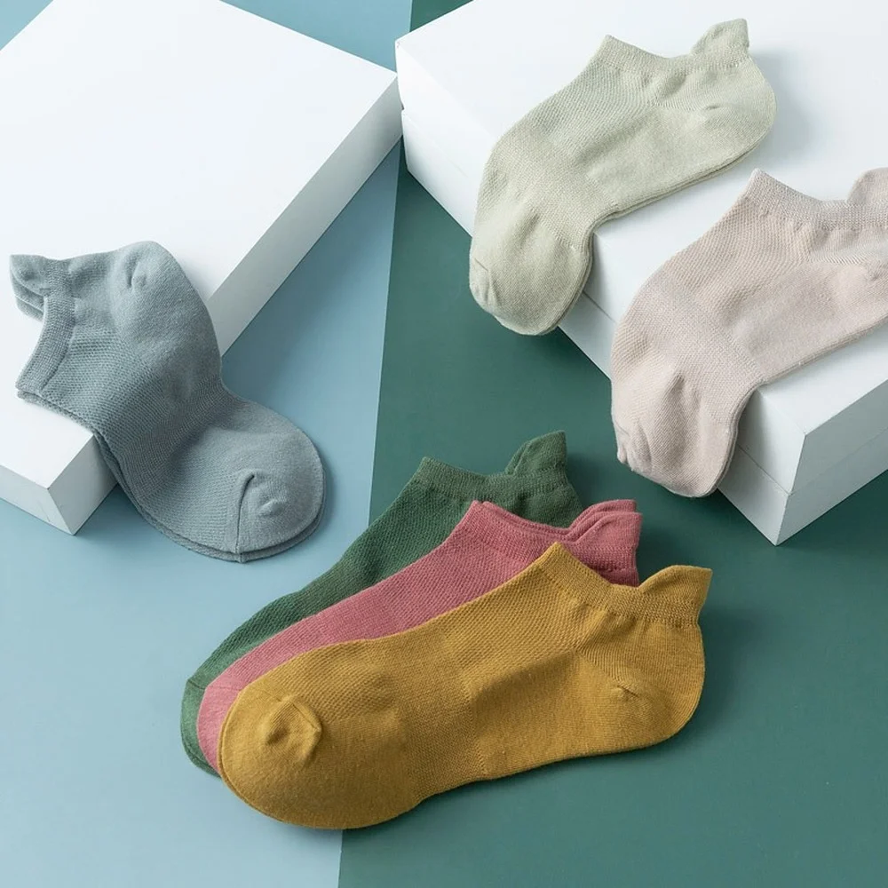 10 Pairs New Summer Men Cotton Socks Pure Color Funny Male High Quality Ankle Socks Thin Mesh Short Casual Socks